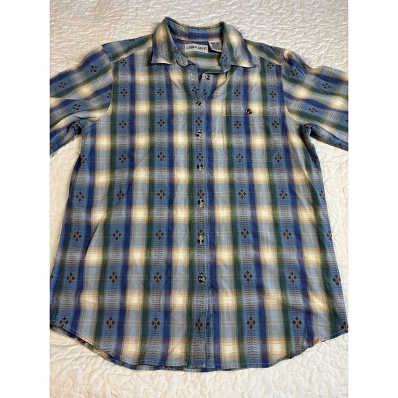 Vintage Cabin Creek Plaid Womens Button Down 100% Cotton Shirt size large - Picture 2 of 6